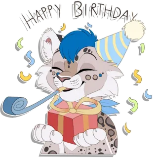 🥳 2ccb4849 HAPPY BIRTHDAY feliz aniversário, celebração, animal, festa, confete, presente telegram sticker