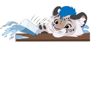 👀 4334eefe Furry, Animal, Leopardo-das-neves, Água, Derramando, Fofo, Desenho animado, Vidro telegram sticker