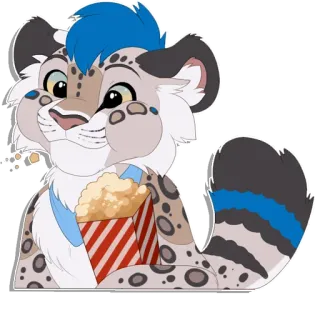 🍿 60eb48f9 Furry, Leopardo, Antropomórfico, Pipoca, Assistindo, Desenho animado telegram sticker