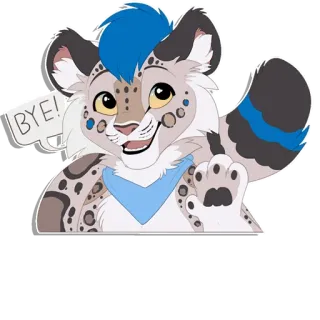👋 9e817a5c BYE! Leopardo da neve, Filhote, Tchau, Acenando, Peludo, Animal, Fofo, Desenho animado telegram sticker