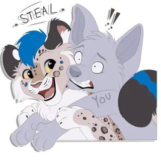 😙 cdfad083 STEAL YOU Furry, Desenho animado, Animal, Leopardo, Lobo telegram sticker