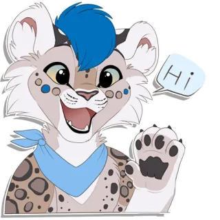 👋 ef0e7da1 Hi Leopardo-das-neves, Furry, Animal, Desenho animado, Olá, Saudação, Amigável, Acenar telegram sticker