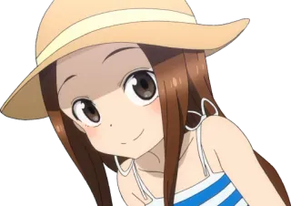 🎣 59431f0c Takagi Karakai Jōzu no Takagi-san 애니메이션, 소녀, 미소, 귀여운, 모자, 타카기양 telegram sticker