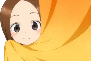 🙃 6afbd470 애니메이션, 여자, 귀여운, 웃는, 캐릭터, 주황색, 타카기 telegram sticker