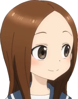 🙂 a1214d45 Takagi Karakai Jōzu no Takagi-san (Teasing Master Takagi-san) 애니메이션, 소녀, 캐릭터, 미소, 갈색 머리, 타카기, 장난을 잘 치는 타카기 씨, 귀여운 telegram sticker