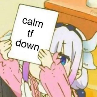 💿 a6ff8429 Kanna Kamui Miss Kobayashi's Dragon Maid calm tf down アニメ, カンナ, ドラゴンメイド, ミーム, 落ち着いて, 不適切な表現 whatsapp sticker