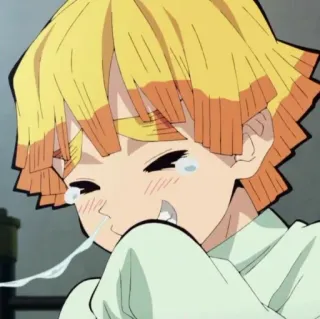 💿 c415295f Zenitsu Agatsuma Demon Slayer アニメ, 鬼滅の刃, 善逸, 泣く, 怖い, 雷 whatsapp sticker