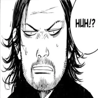 😡 121845a9 HUH!? uomo, fumetto, sorpreso, domanda, pensando, manga whatsapp sticker