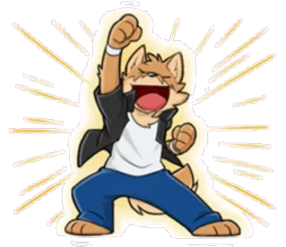✌ 0984f130 ケモノ, 擬人化, 動物, 漫画, キツネ, お祝い, 興奮, 嬉しい telegram sticker