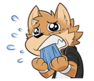 😣 5915593b 擬人化, キツネ, 泣く, 悲しい, タオル telegram sticker