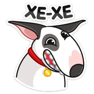 😃 435548fa XE-XE pies, bullterier, zwierzę domowe, zwierzę, kreskówka, naklejka telegram sticker