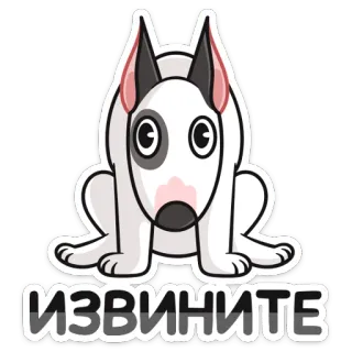 🥺 dbee3d30 ИЗВИНИТЕ pies, przeprosiny, przepraszam, bullterier, zwierzę, kreskówka telegram sticker