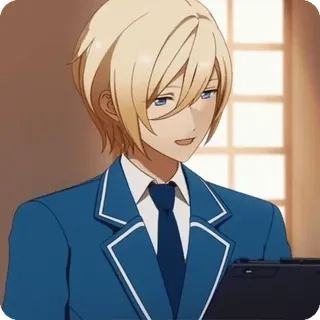 🧽 40c675a9 аниме, блондин, мужчина, синий костюм, персонаж telegram sticker