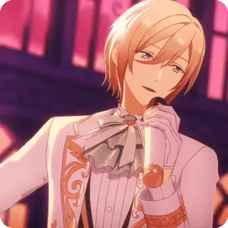 🧽 5780ee08 Аниме, Айдол, Певец, Микрофон, Белый костюм telegram sticker