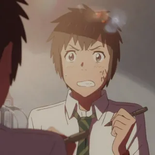 😠 8c9c435f Taki Tachibana Your Name Anime, Personage, Taki Tachibana, Your Name, Jongen telegram sticker