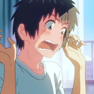 😧 e4cf33f3 Taki Tachibana Your Name Anime, Personage, Jongen, Huilend, Expressie, Animatie telegram sticker