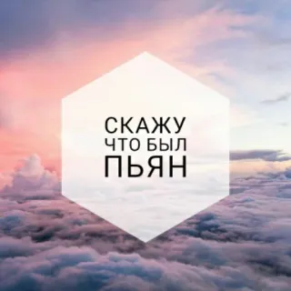 🍾 29e318e5 СКАЖУ ЧТО БЫЛ ПЬЯН russe, ivre, texte, nuages, dicton telegram sticker