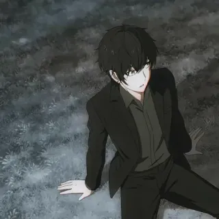 🕳 86051c09 Anime, Personnage, Homme, Cheveux noirs, Costume telegram sticker