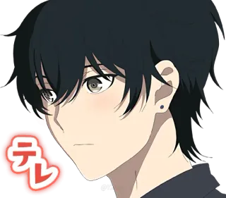 😳 681ba0f9 テレ Anime, Rumieniec, Japoński, Tekst, Kreskówka, Portret telegram sticker