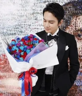 💐 95710c13 uomo, fiori, bouquet, smoking, abito da cerimonia, ritratto telegram sticker