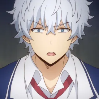 😳 7db1f8dc 动漫, 男孩, 角色, 白发, 学生, 制服 telegram sticker