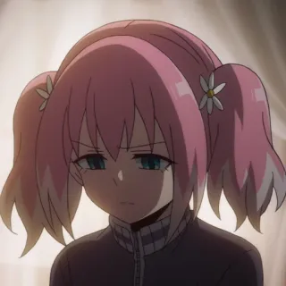 😒 904d9d43 动漫女孩, 粉色头发, 双马尾, 花, 可爱, 漫画 telegram sticker