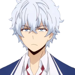 😤 cf328efd 动漫, 角色, 白发, 男性, 严肃, 面无表情 telegram sticker