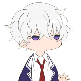 😐 e6425f4d 动漫, 漫画, 男孩, 白发, Q版, 角色, 可爱, 困倦 telegram sticker