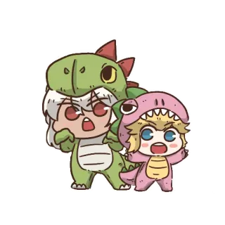 ⭐️ 239bf034 dinozaur, kreskówka, słodkie, postacie, stroje, anime telegram sticker