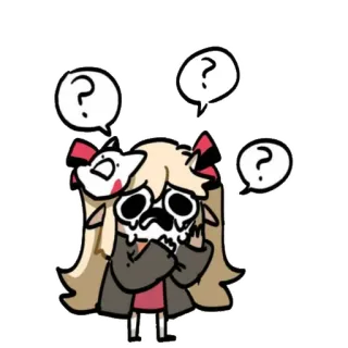⭐️ 37efd864 dziewczyna anime, płacząca, znaki zapytania, zmieszana, maska telegram sticker