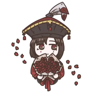 ⭐️ 45eee89e Anime, Chibi, Róże, Postać, Czerwony, Uroczy telegram sticker