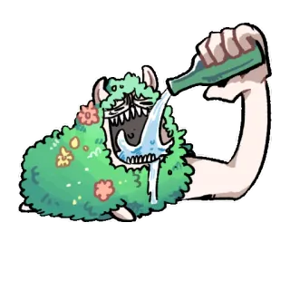 ⭐️ 570bb40b kreskówka, picie, alkohol, butelka, potwór, impreza, zabawa telegram sticker