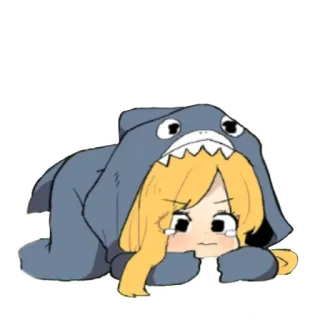 ⭐️ fc32ca57 Rekin, Anime, Dziewczyna, Płacz, Smutny, Kreskówka telegram sticker