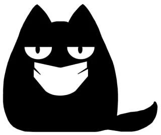 😷 44c998dc แมว, หน้ากาก, สีดำ, สัตว์, การ์ตูน, สุขภาพ telegram sticker