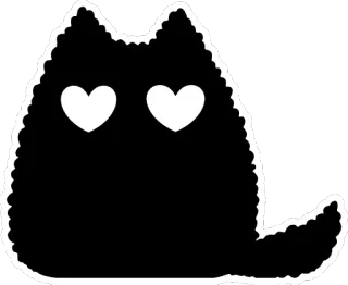 😍 c0b5f26d แมว, ตาหัวใจ, สีดำ, น่ารัก, สัตว์, สติกเกอร์ telegram sticker