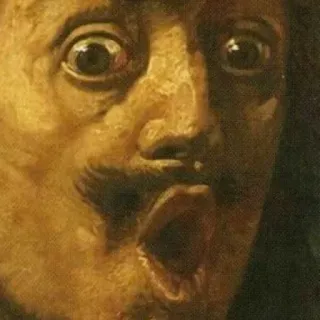 😯 1c7409b1 meme, painting, shocked, face, portrait, art telegram sticker