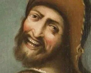 🥴 28fa876a portrait, man, historical, painting, smile, bearded telegram sticker