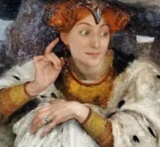 😳 8a316b33 woman, painting, portrait, art, jewelry, royalty telegram sticker