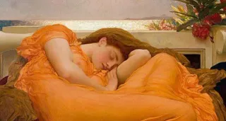 🥱 c55b3c37 woman, sleeping, art, painting, reclining, red hair telegram sticker