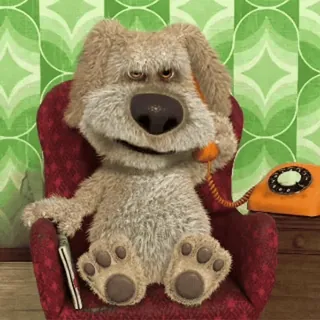 📞 4d4b47ed Talking Ben Talking Ben, Pies, Telefon, Krzesło, Kreskówka telegram sticker
