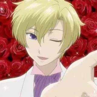 ❤️ 895210b9 Tamaki Suoh Ouran High School Host Club Anime, Personaggio, Tamaki, Ouran High School Host Club, Rose, Biondo, Occhiolino telegram sticker