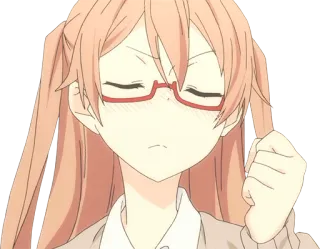 ✊ 34e58014 Anime, Meisje, Bril, Schattig, Cartoon telegram sticker