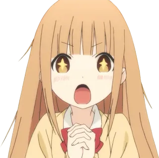 🤩 39cd9609 Anime meisje, Cartoon figuur, Opgewonden, Verrast, Kawaii telegram sticker