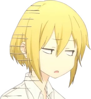 😒 ad096b9a anime, cartoon, personage, verveeld, uitdrukking, blond haar telegram sticker