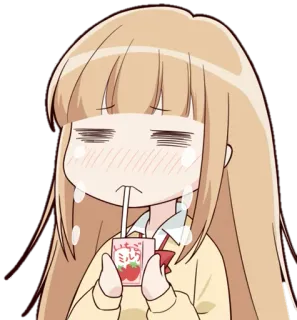 😁 20809f80 いちごミルク 动漫, 女孩, 牛奶, 草莓, 哭泣, 悲伤, 果汁 telegram sticker