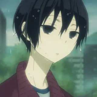 🥢 0161236d Garçon anime, Pluie, Triste, Émotionnel, Dessin animé telegram sticker