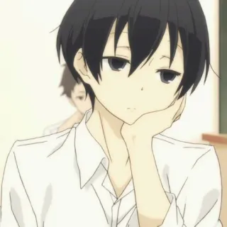 🍙 37a56079 Anime, Garçon, École, ennuyé, repos, monochrome, Animation telegram sticker