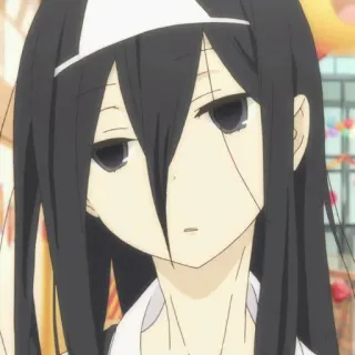 🍙 b73a903d Anime, Personnage, Fille, Manga, cheveux noirs, Portrait telegram sticker