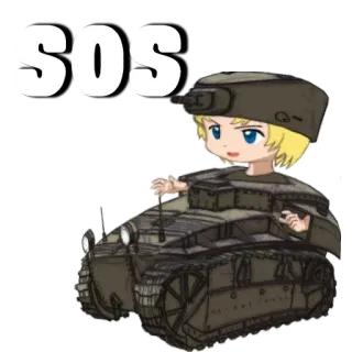 🥺 767aeee7 SOS carro armato, militare, chibi, anime, sos, aiuto telegram sticker