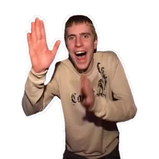 💃 fd5a6772 男, 人, 手を振る, 興奮, 幸せ, 挨拶 telegram sticker